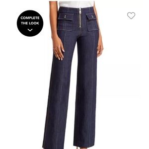 EUC CINQ A SEPT INDIGO MID WAIST RETRO ZIP / front pocket jeans